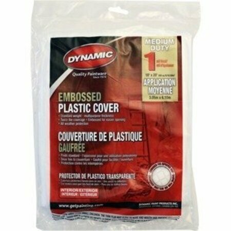 DYNAMIC PAINT PRODUCTS Dynamic 10' x 20' 1mil Embossed Clear Plastic Flat Packed Drop Cloth 00388